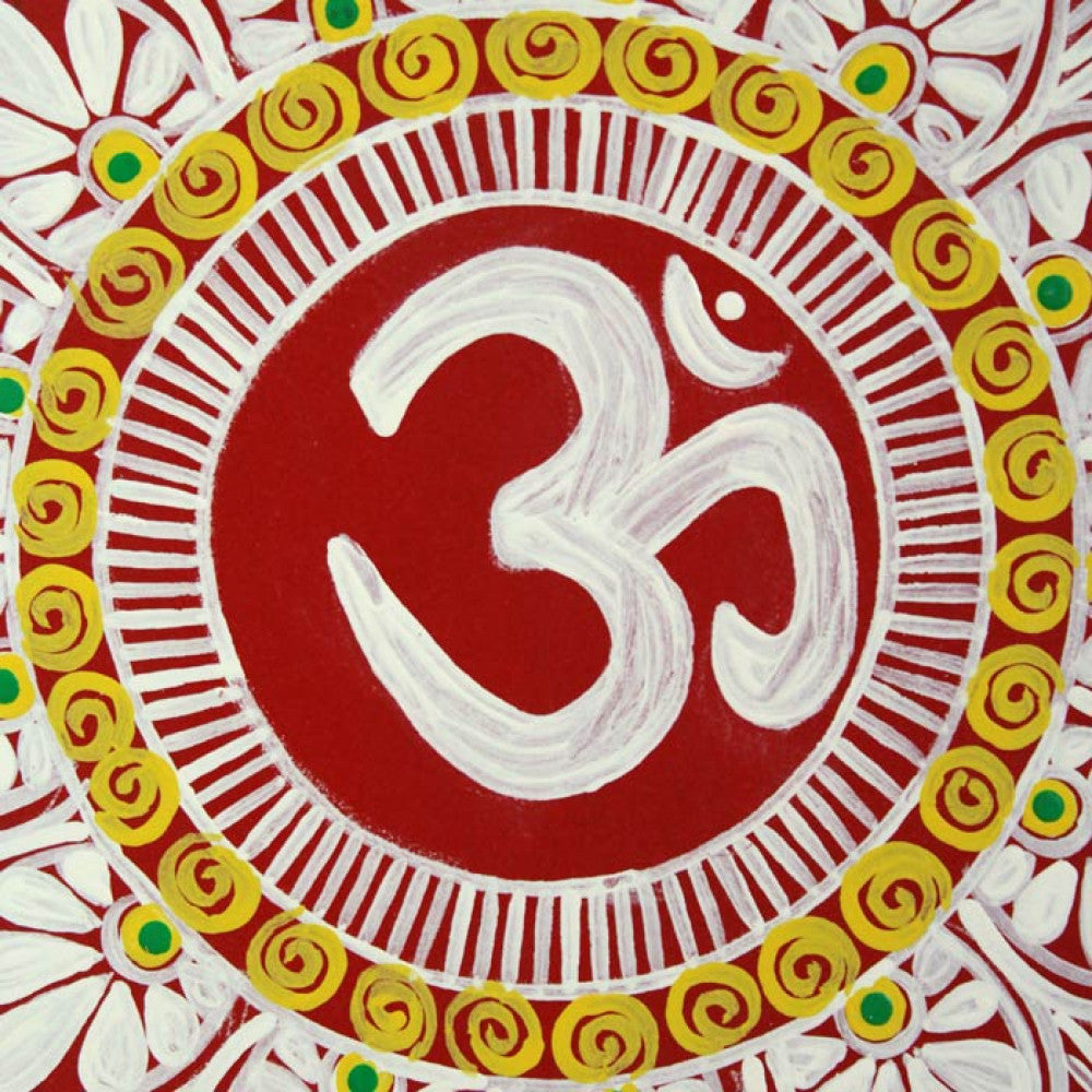 Uttarakhand Aipan Art Om on Wood Style 3