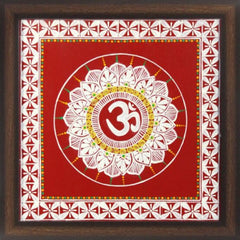 Uttarakhand Aipan Art Om on Wood Style 3
