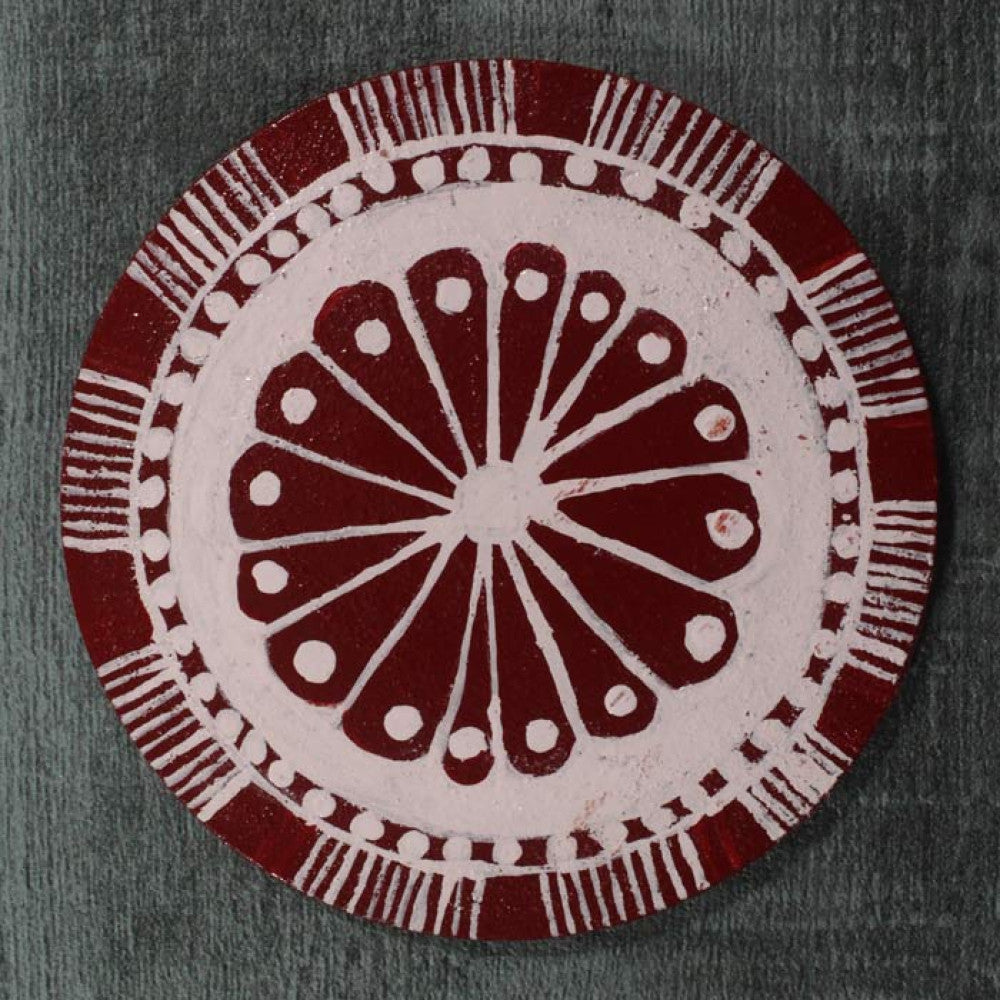 Uttarakhand Aipan Art on Wood Coasters – Set of 6