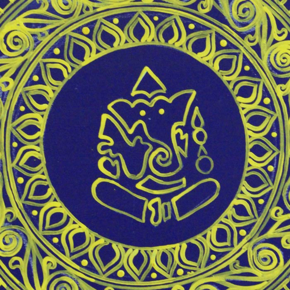 Uttarakhand Aipan Art on Wood Ganesha