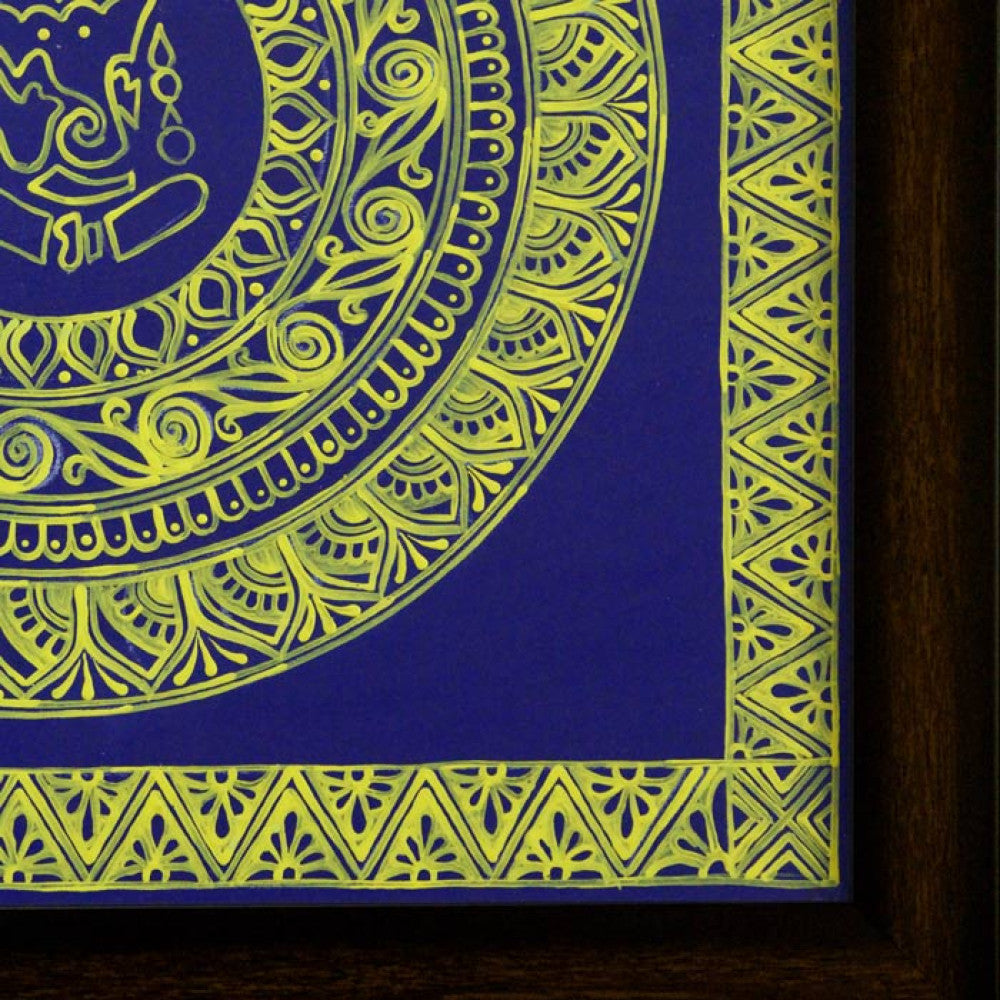 Uttarakhand Aipan Art on Wood Ganesha