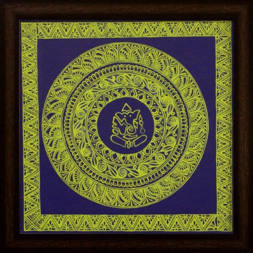 Uttarakhand Aipan Art on Wood Ganesha