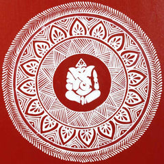 Uttarakhand Aipan Art on Wood Lord Ganesha