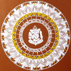 Uttarakhand Aipan Art on Wood Lord Ganesha Style 2