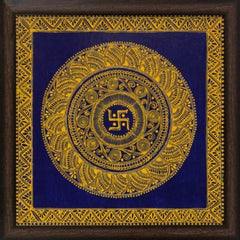 Uttarakhand Aipan Art Swastik on Wood