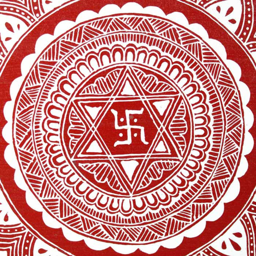 Uttarakhand Aipan Art Swastik on Wood Style 2