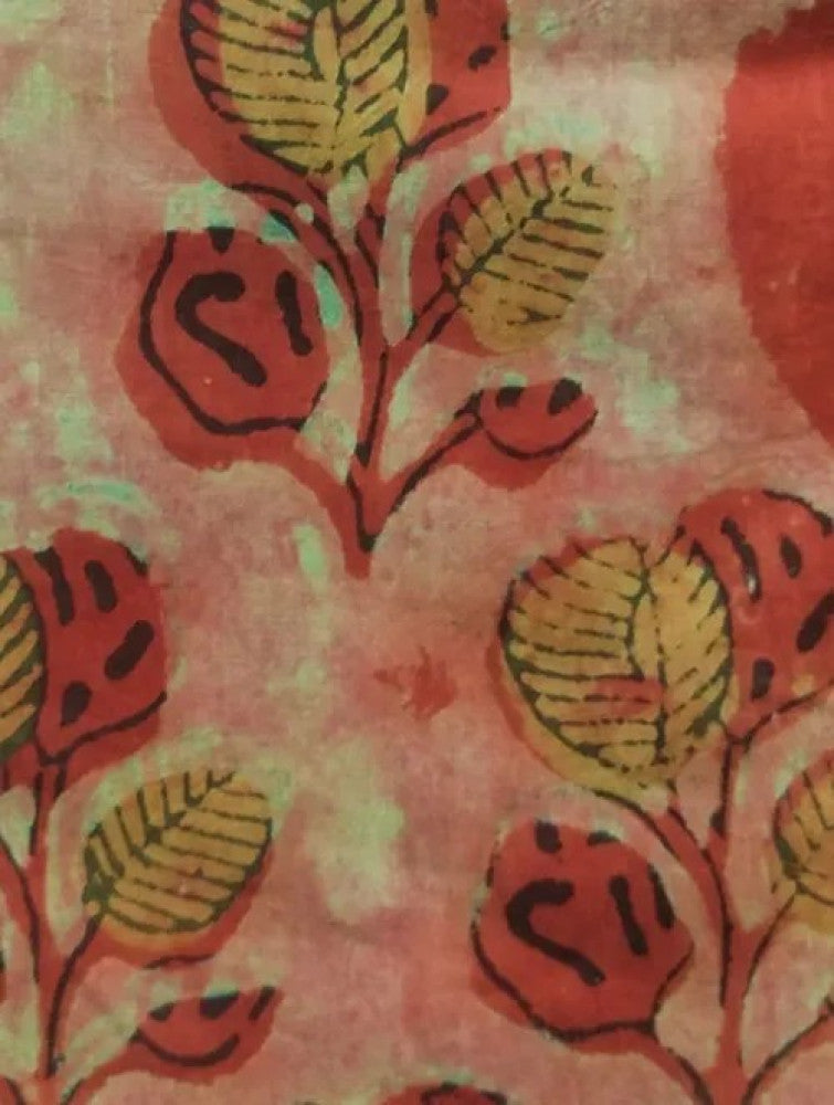 Vanaspati Block Printed Cotton Men's Half Sleeves Shirt - Orange