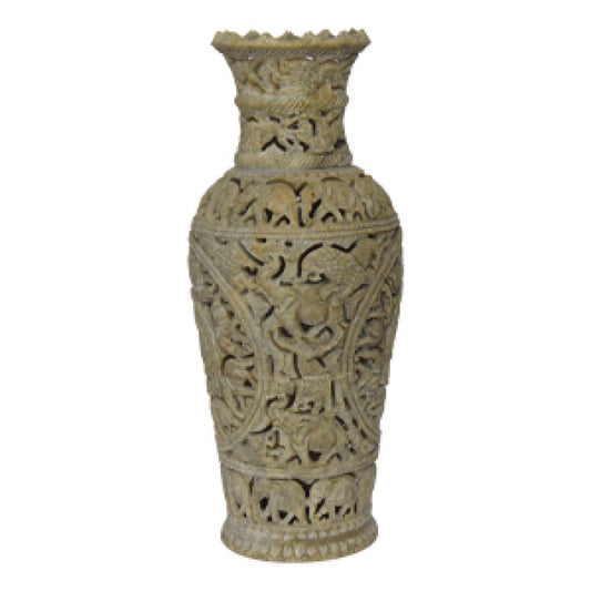 Handcarved Stone Pot Varanasi Soft Jaali Work