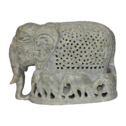 Varanasi Soft Jaali Work Elephant Family