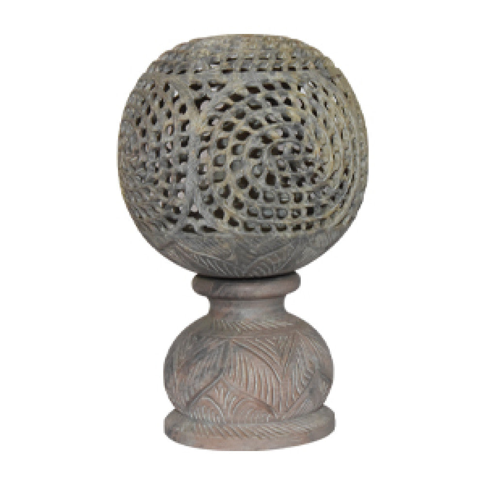 Handcarved Stone Showpiece Ball Varanasi Soft Jaali Work