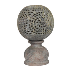 Handcarved Stone Showpiece Ball Varanasi Soft Jaali Work