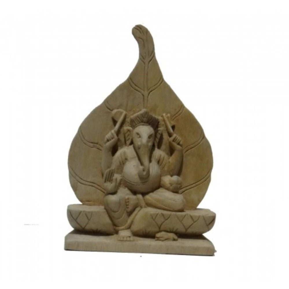Varanasi Wooden Lacquerware & Toys Decorative Lord Ganesha On Leaf