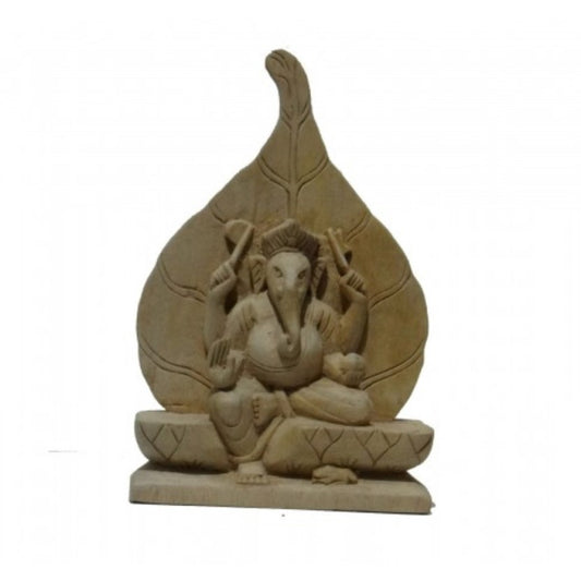Varanasi Wooden Lacquerware & Toys Decorative Lord Ganesha On Leaf