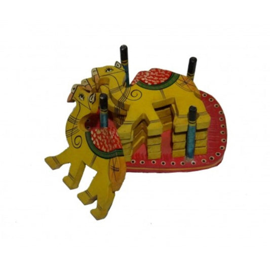 Varanasi Wooden Lacquerware & Toys Decorative Camel Shape Tea Coaster (Set Of 5)