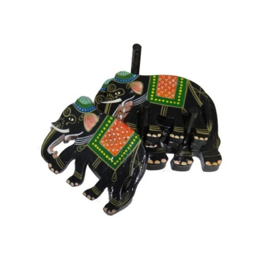 Varanasi Wooden Lacquerware & Toys Decorative Elephant Shape Tea Coaster (Set Of 5)