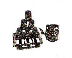 Handcrafted Varanasi Wooden Lacquerware Tea Glass & Kettle Set
