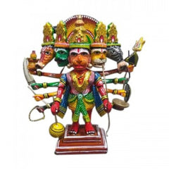 Handcrafted Varanasi Wooden Panchmukhi Hanuman Statue