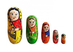 Varanasi Wooden Matryoshka Doll Women Family Set Of 5