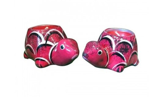 Varanasi Wooden Lacquerware Tortoise Tealight Candle Stand Set Of 2