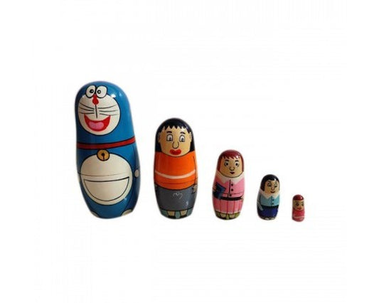 Varanasi Wooden Lacquerware Matryoshka Doraemon Family Set
