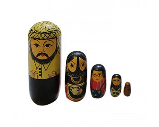 Varanasi Wooden Lacquerware Matryoshka Doll Arabic Family Set Of 5