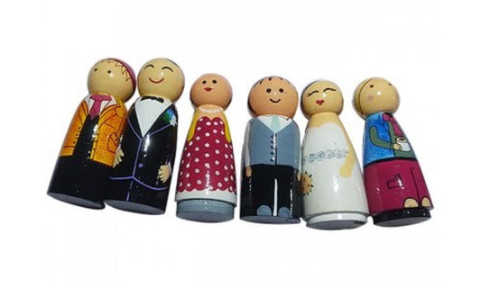 Varanasi Wooden Lacquerware Peg Doll Set Of 6