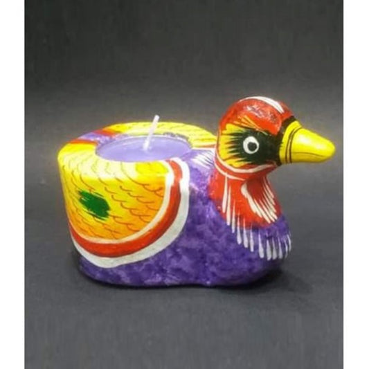 Varanasi Wooden Tea Light Candle Holder Yellow Bird