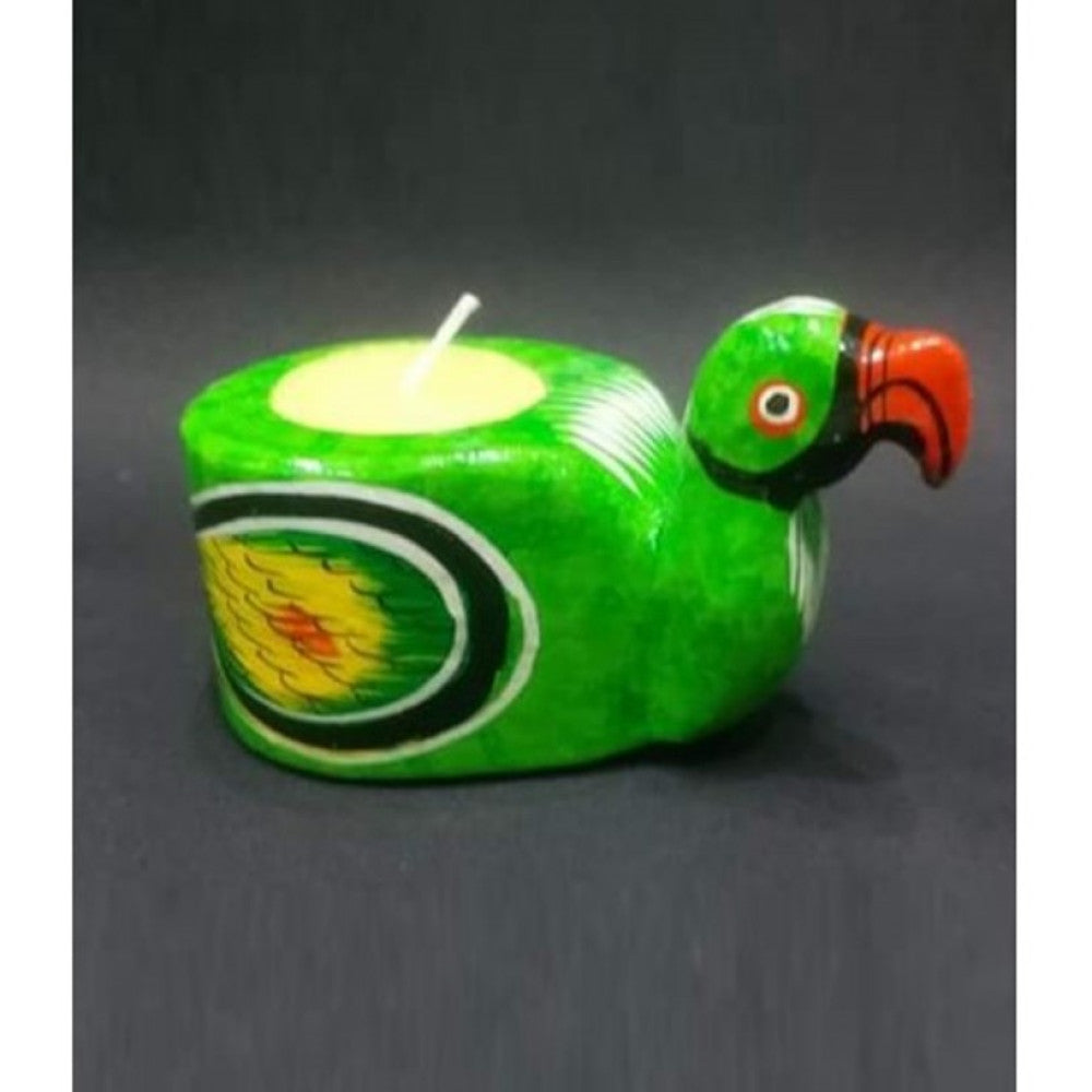 Varanasi Wooden Lacquerware & Toys Decorative Tea Light Candle Holder Parrot Design