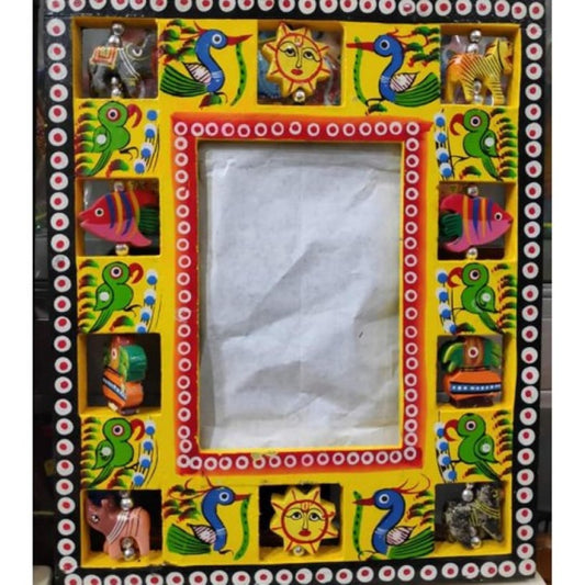Varanasi Wooden Lacquerware & Toys Decorative Photo Frame Yellow Color