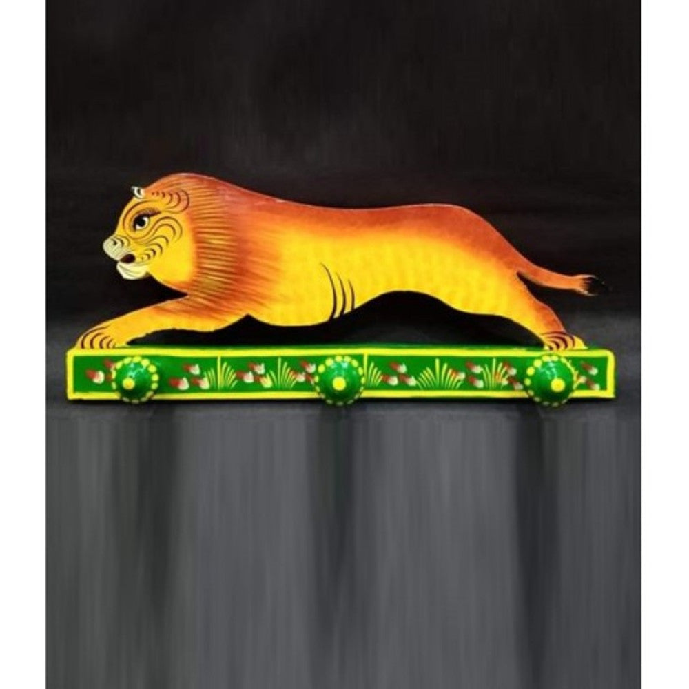 Varanasi Wooden Lacquerware & Toys Lion Design Wall Hanger