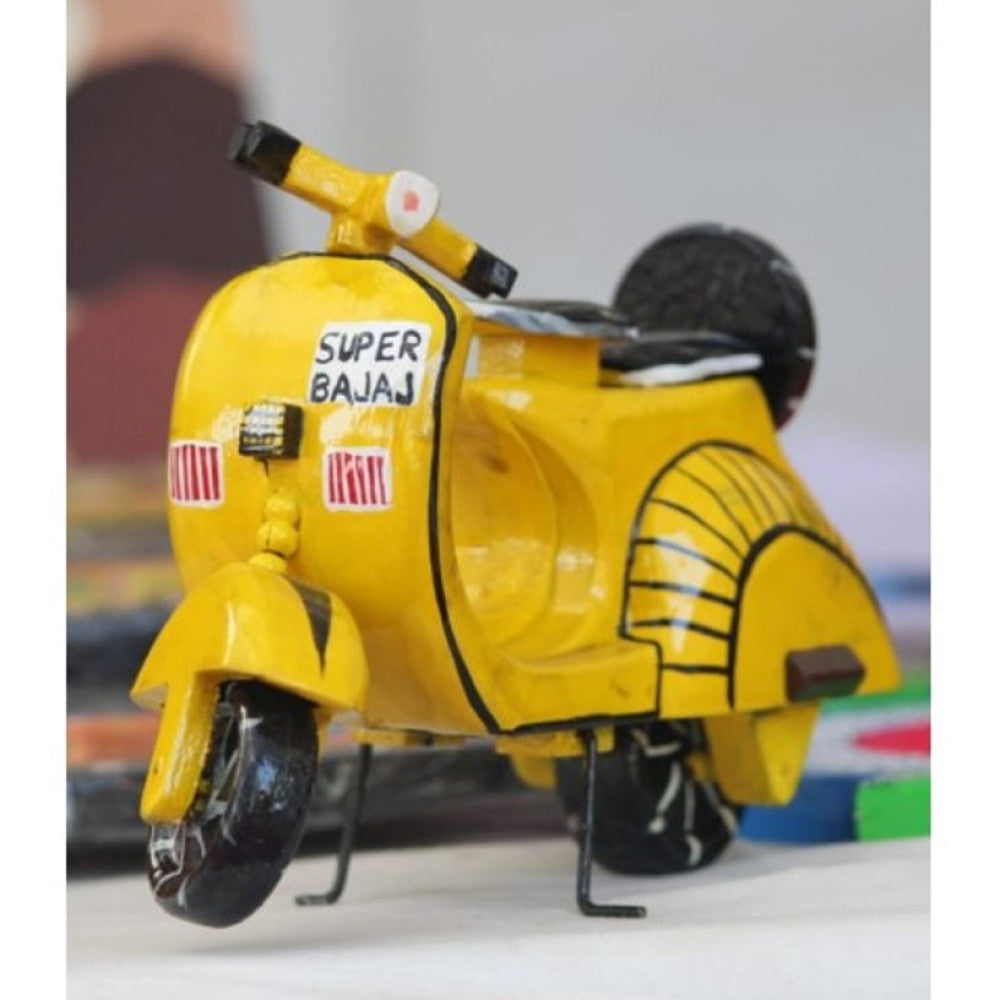 Varanasi Wooden Lacquerware & Toys Yellow Color Scooter For Decoration