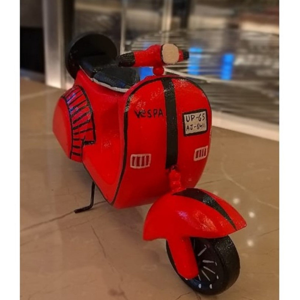 Varanasi Wooden Lacquerware & Toys Red Color Scooter For Kids & Home Decor