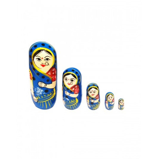 Varanasi Wooden Toy Matryoshka Wooden Dolls Set Of 5