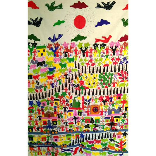 Villagers Enjoying Sunrise Pipli Appliquie Work