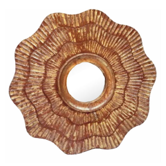 Vintage Round Wooden Mirror Frame