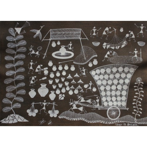 Embellishing Natural Handicraft The Potter Life Theme Warli Painting For Decoration Person