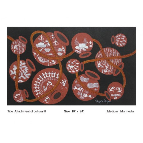 Embellishing Natural Handicraft Attachment Of Cultural 2 Theme Warli Painting For Decoration Person
