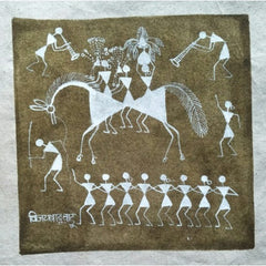 Latest Natural Handicraft Barat Theme Warli Painting For Decoration Purpose
