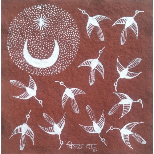 Natural Handicraft Savar Bard's Theme Warli Painting For Decoration Purpose
