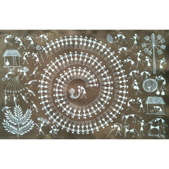 Beautiful Natural Handicraft Tarpa Dance Theme Warli Painting For Decoration Purpose