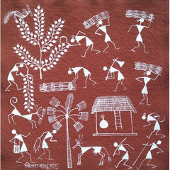 Natural Handicraft Queen of the Forest Theme Warli Painting For Decoration Purpose