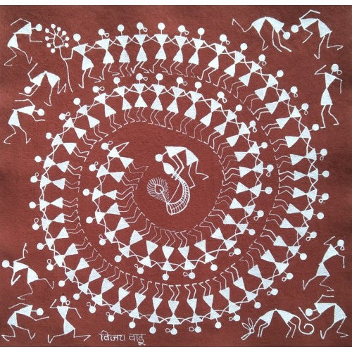 Traditional Natural Handicraft Tarpa dance Theme Warli Painting For Decoration Purpose