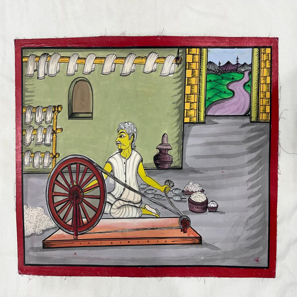 Weaver On A Spinning Wheel Patchithra (10x12inch)