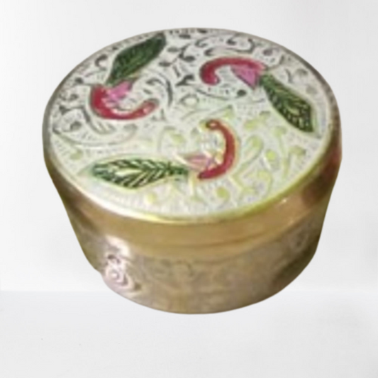 White Kum Kum Box Meena Work (2 Inch)