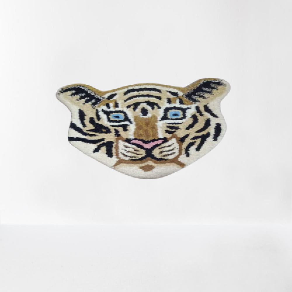 White Tiger Face Badohi Carpet