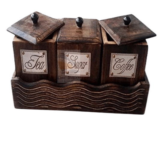 Wooden 3 In 1 Holder(Coffee, Tea, Sugar)