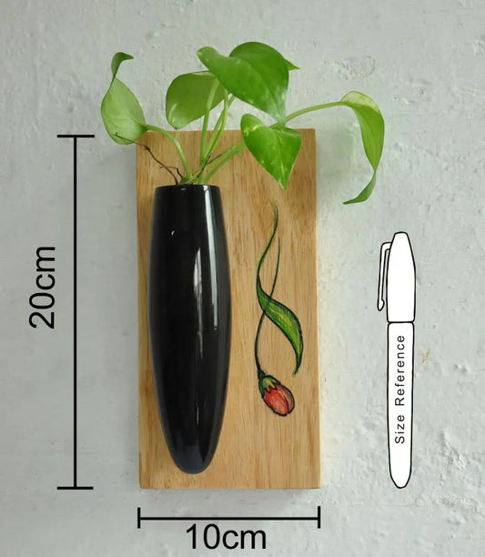 Wooden Home Decor Mini Wall Hanging Planter (Blue)