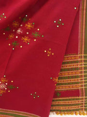 Woolen Maroon Shawl with mirror work