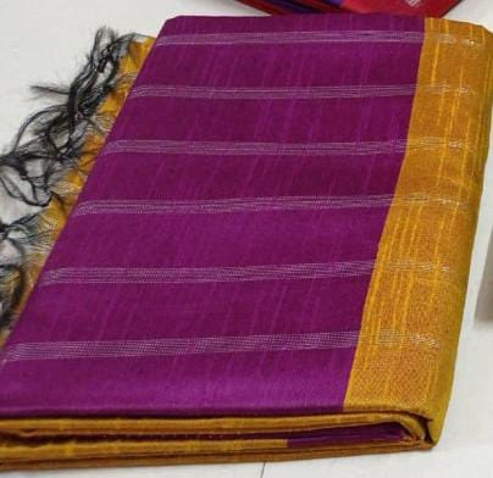 Yellow & Purple Champa Silk Saree