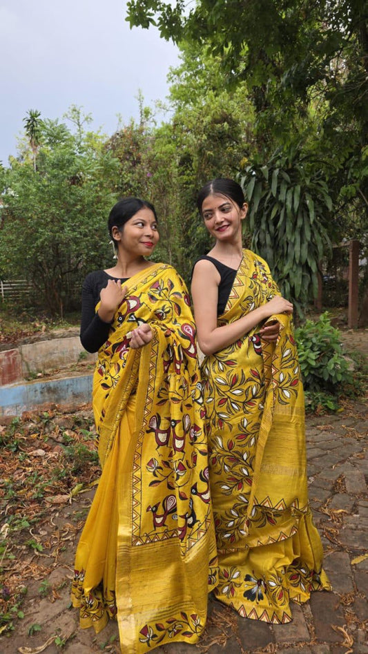 Yellow Sohrai Khovar Saree